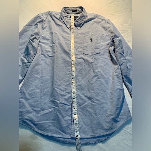 💚 U.S. Polo Assn. Blue Stretch Button-Down Shirt - Size L - Picture 4 of 8